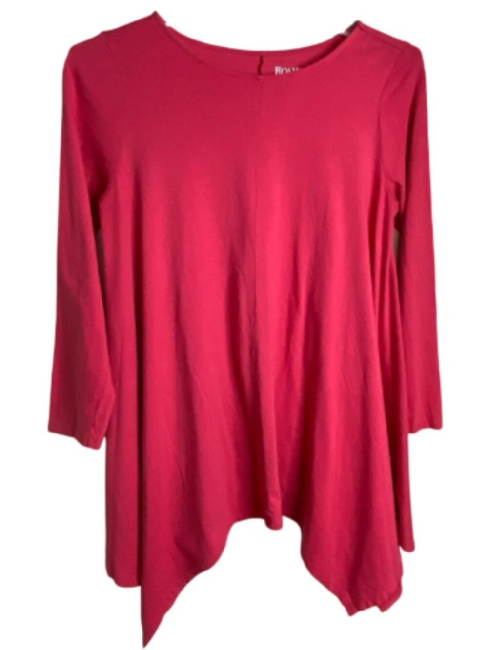 Roaman's Pink Sharkbite Tunic Top Women's M 14/16 Cotton Rayon Asymmetrical Hem